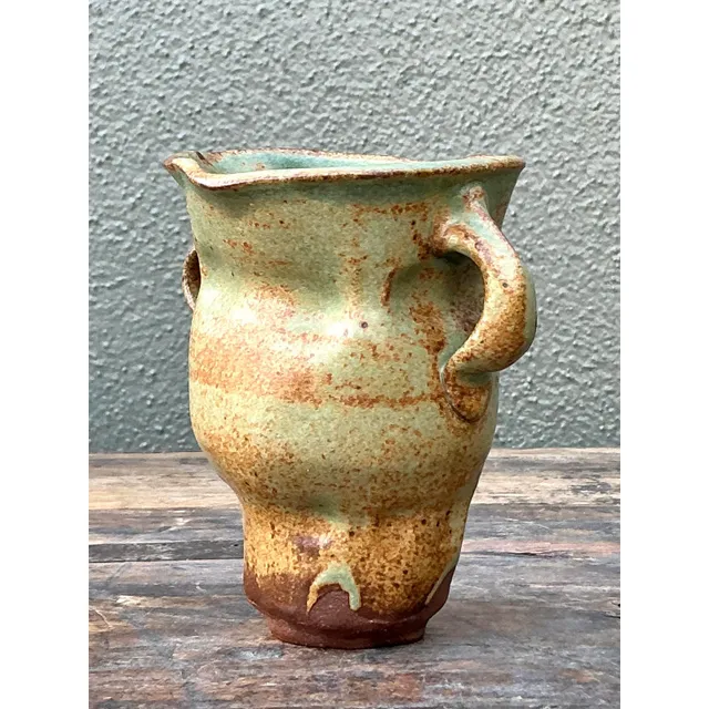 Vintage Boho Original Studio Pottery Small Vase - Ceramic, 4.5W x 3.5H — additional photo 3