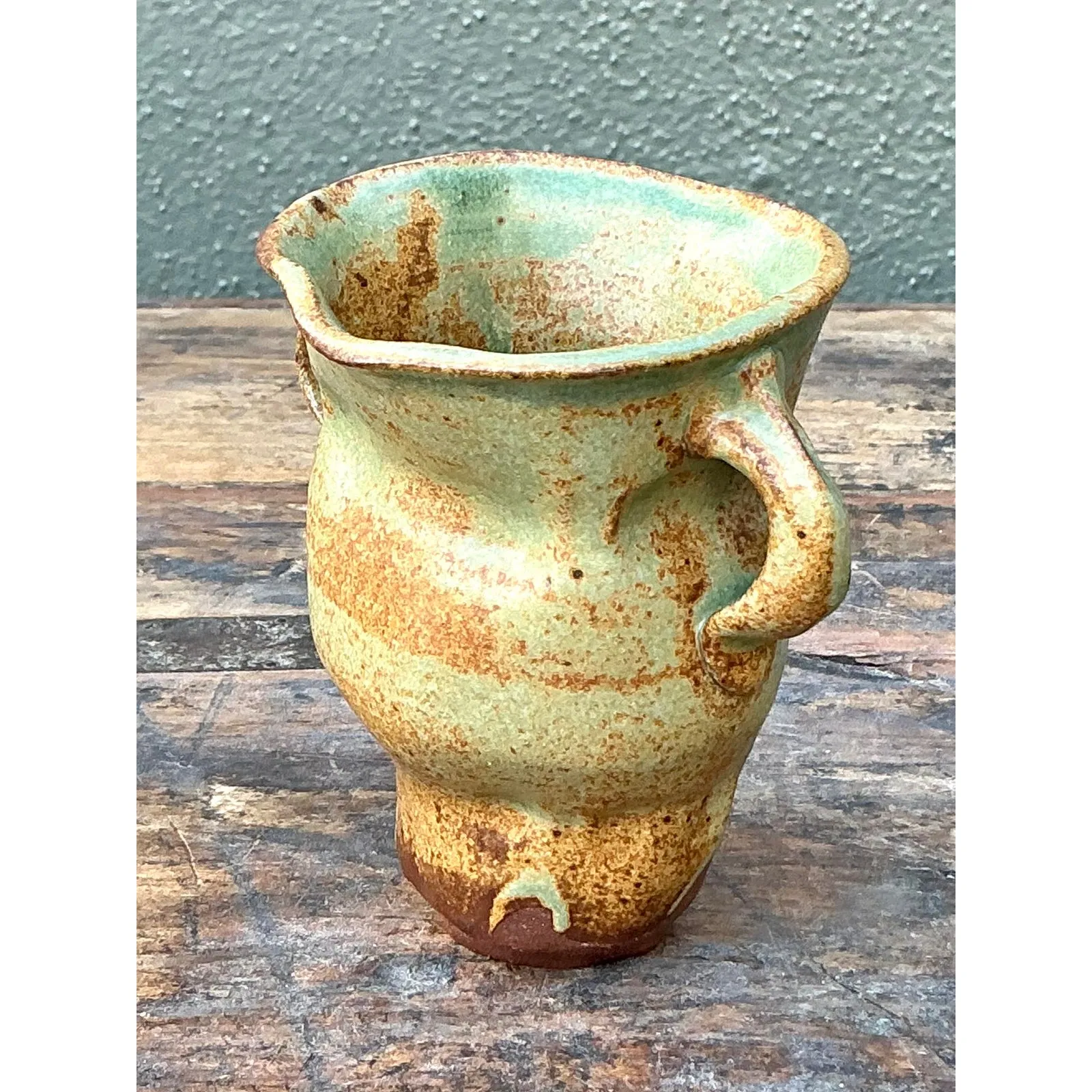 Vintage Boho Original Studio Pottery Small Vase - Ceramic, 4.5W x 3.5H — additional photo 4
