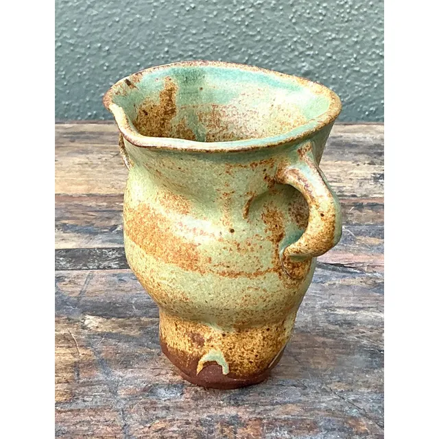 Vintage Boho Original Studio Pottery Small Vase - Ceramic, 4.5W x 3.5H — additional photo 4