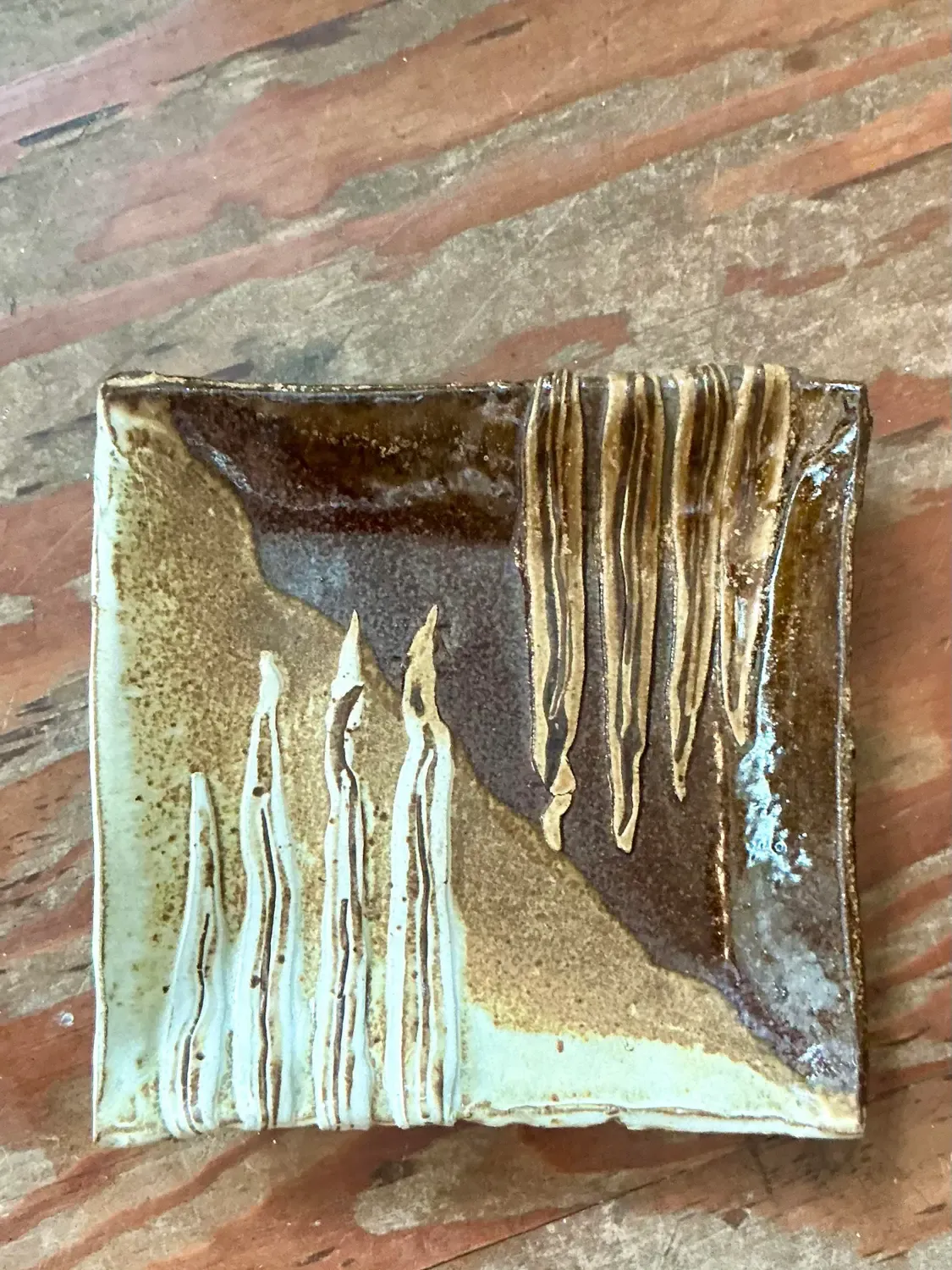 Vintage Boho Original Studio Pottery Tray - Ceramic, 12.25W x 2H — additional photo 7