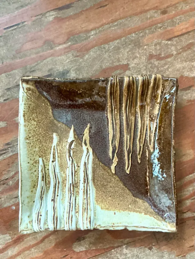 Vintage Boho Original Studio Pottery Tray - Ceramic, 12.25W x 2H — additional photo 7