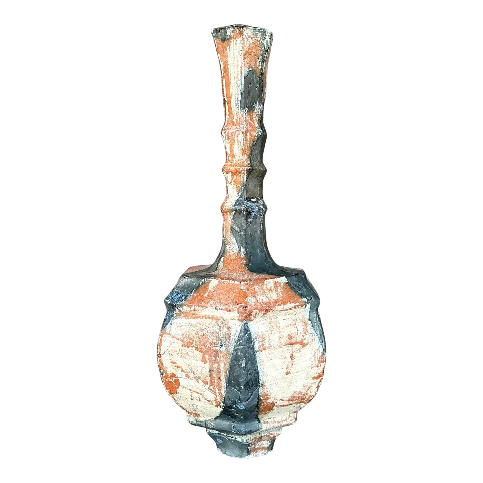 Vintage Boho Original Studio Pottery Vase - Ceramic, 5.5W x 13.75H