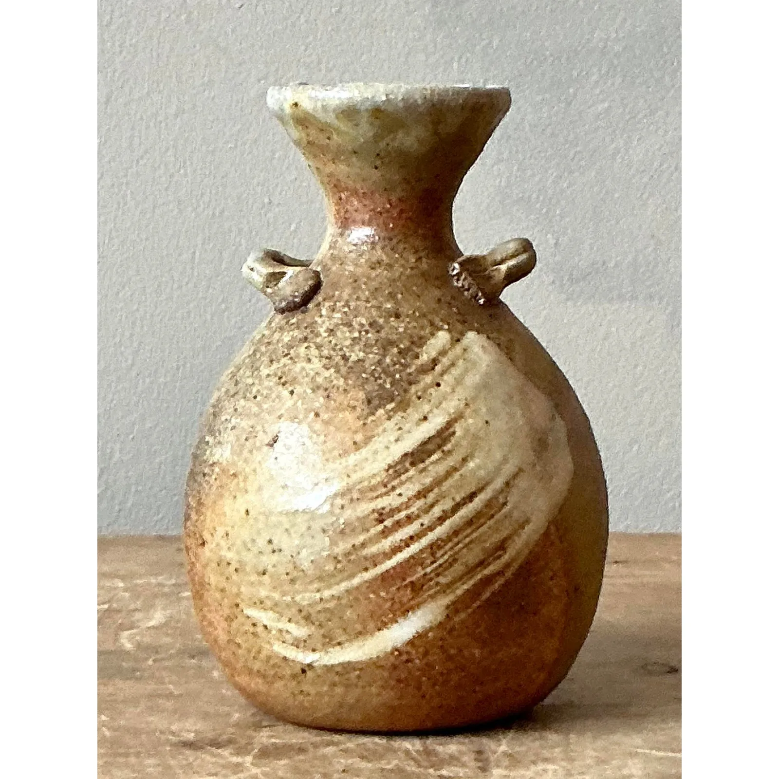 Vintage Boho Original Studio Pottery Vase - Ceramic, 5.5W x 13.75H — additional photo 1