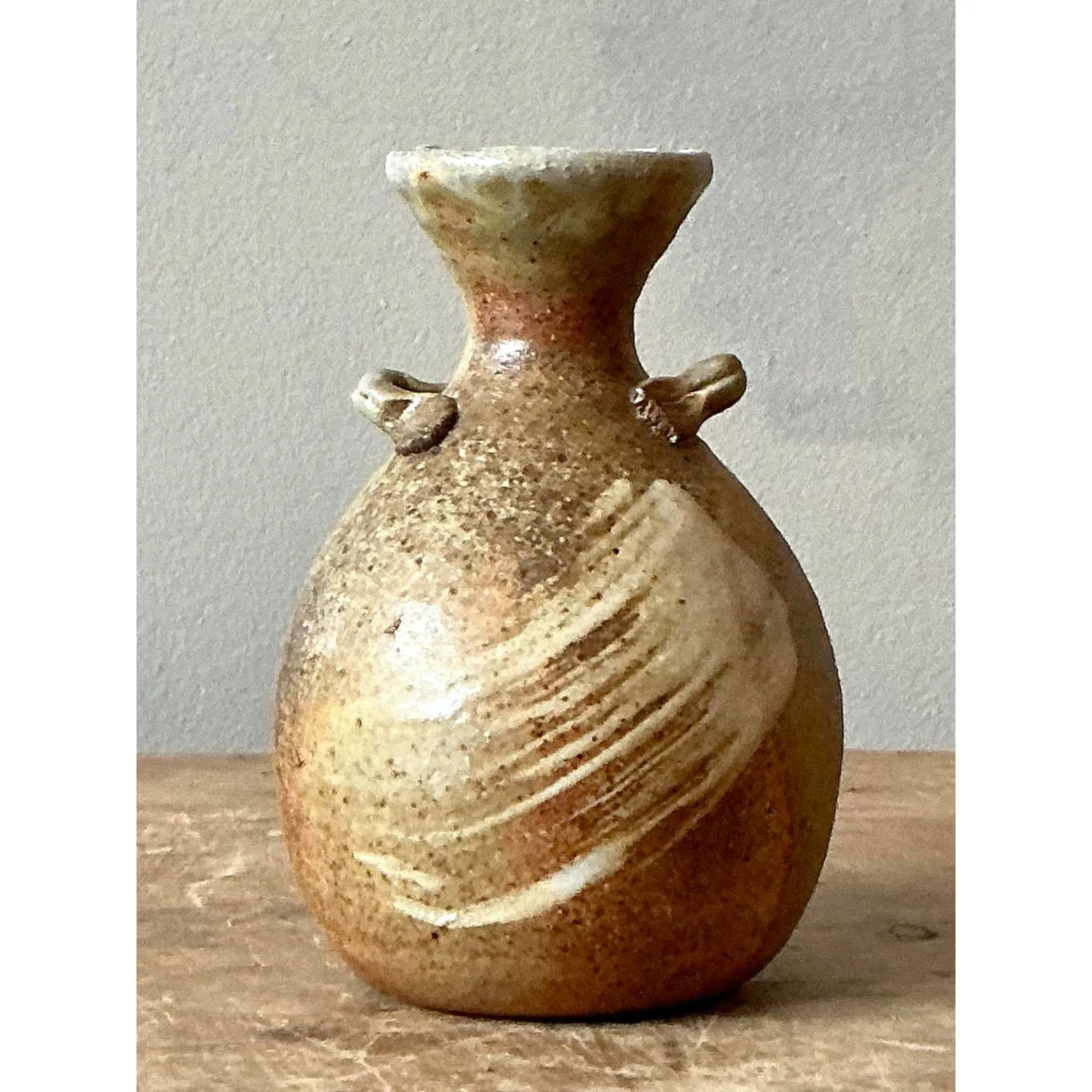 Vintage Boho Original Studio Pottery Vase - Pottery, 3.25W x 5H — additional photo 2