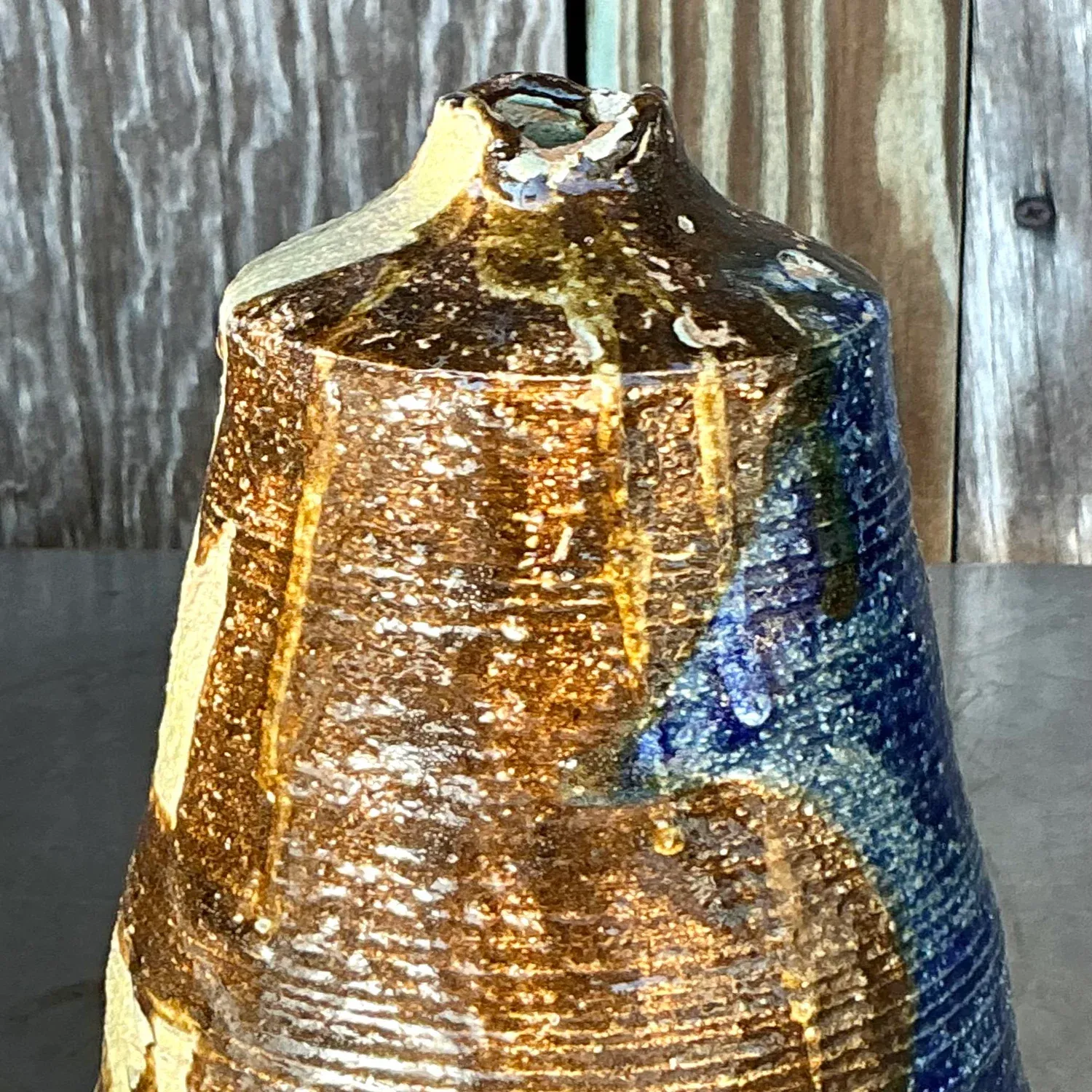 Vintage Boho Original Studio Pottery Vase - Ceramic, 4.75W x 11H — additional photo 8