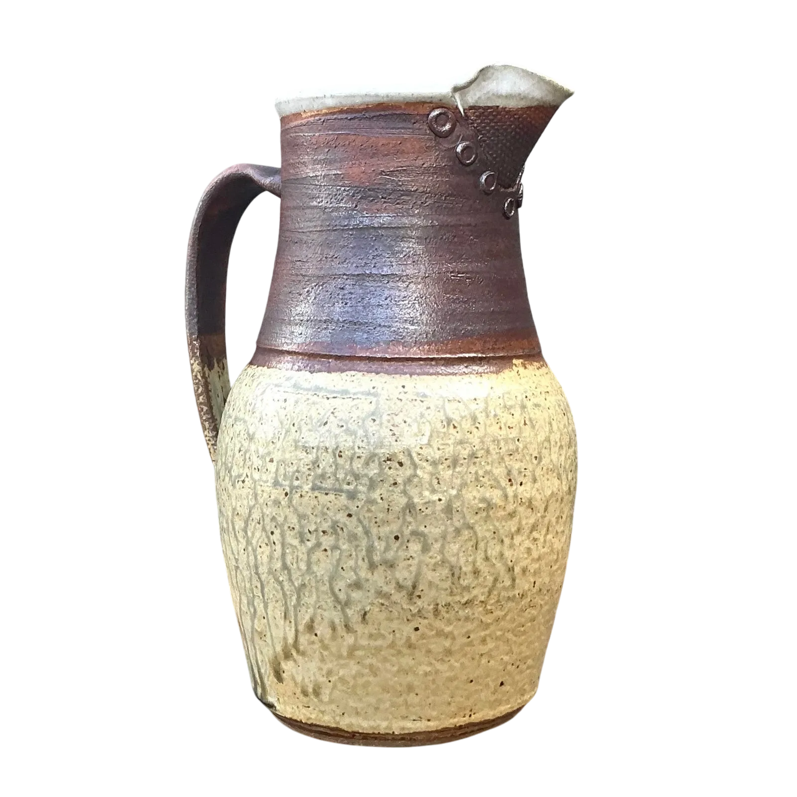 Vintage Boho Original Studio Pottery Vase - Ceramic, 7.25W x 10.5H