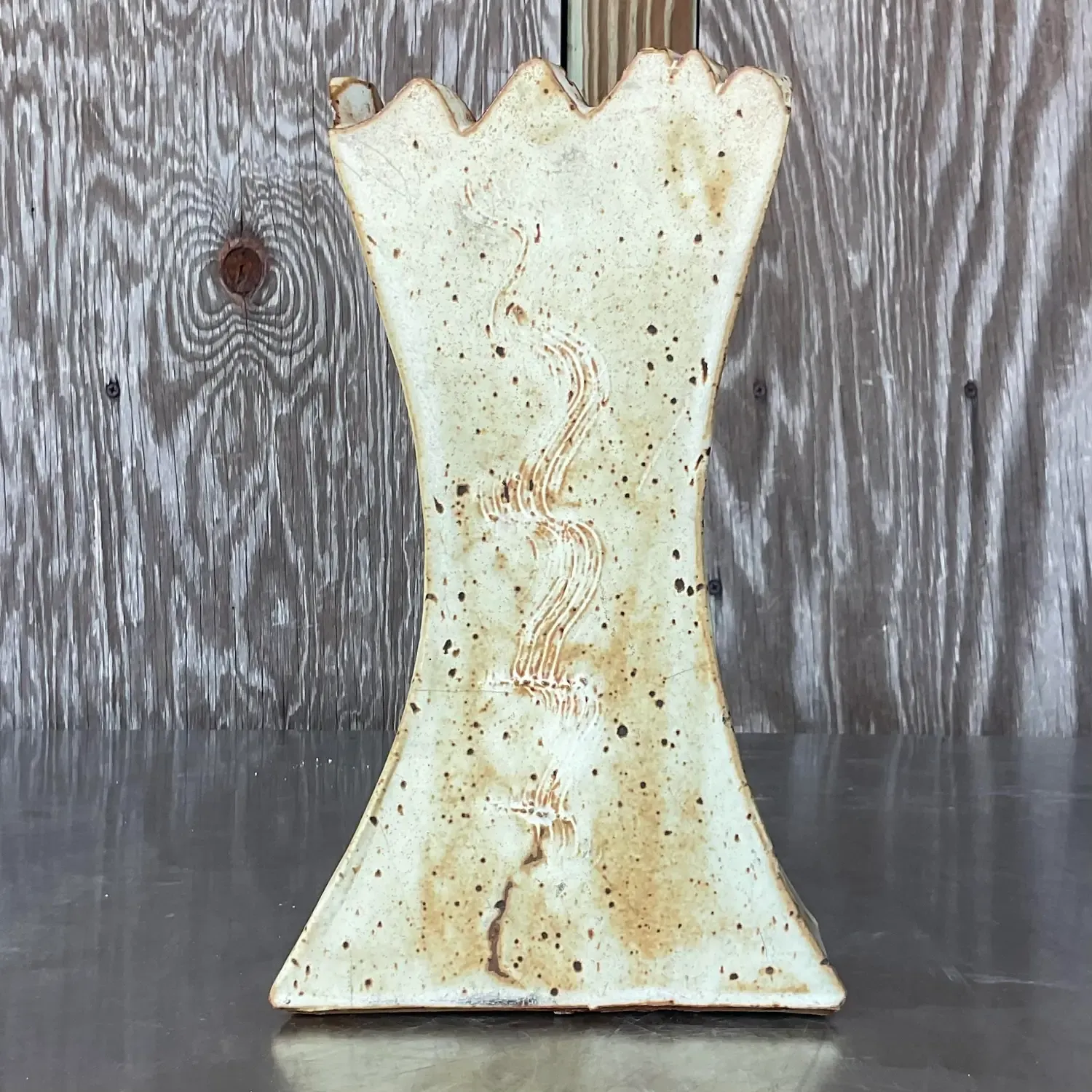 Vintage Boho Original Studio Pottery Vase - Pottery, 7W x 12H — additional photo 2