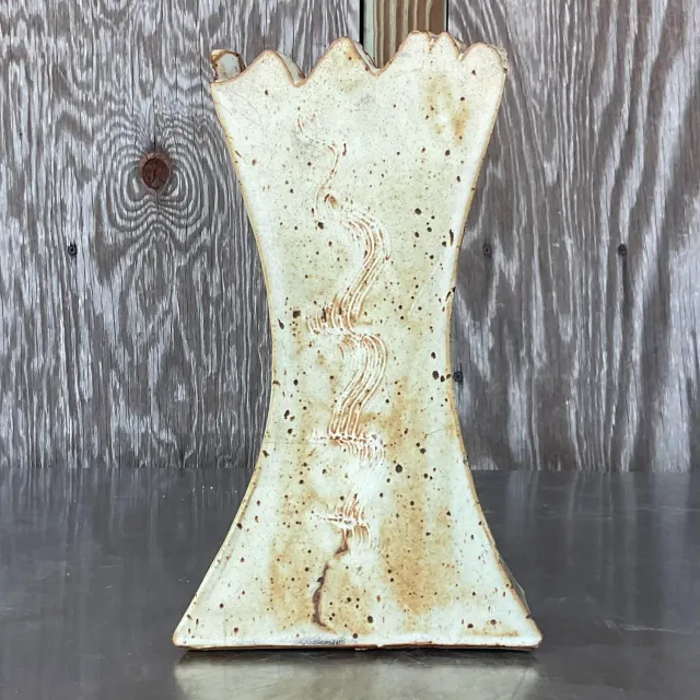 Vintage Boho Original Studio Pottery Vase - Pottery, 7W x 12H — additional photo 2