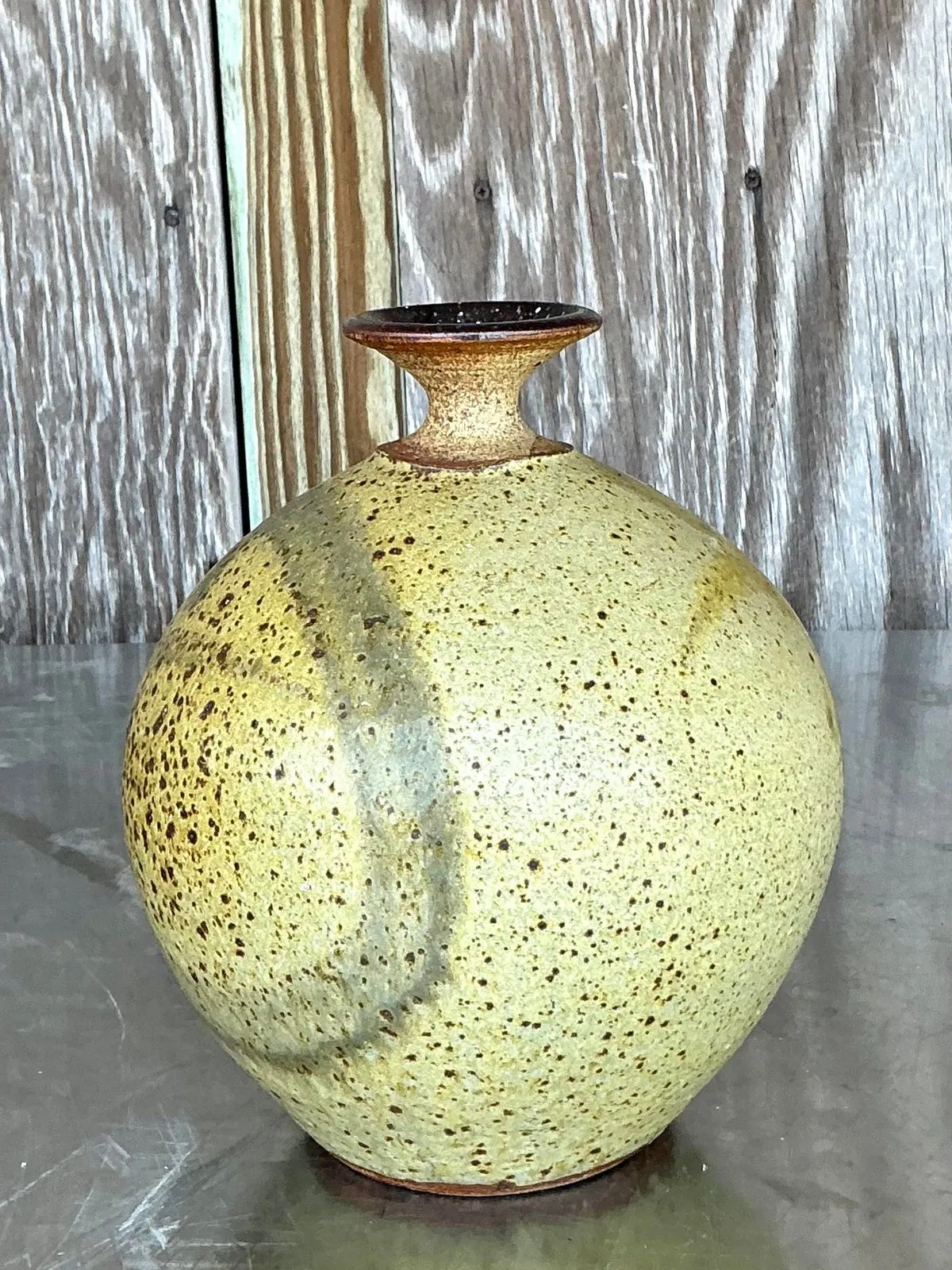 Vintage Boho Original Studio Pottery Vase - Stone, 7W x 9H — additional photo 4