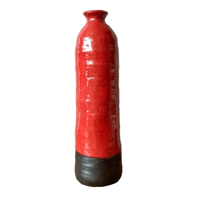 Vintage Boho Original Studio Pottery Vase - Ceramic, 5.5W x 19.5H — additional photo 1