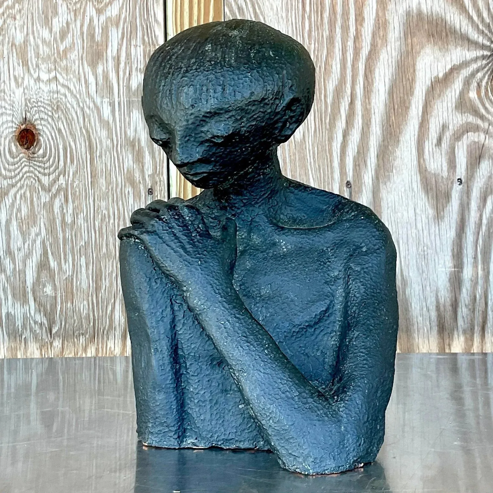 Vintage Boho Original Terracotta Sculpture of Man — additional photo 1