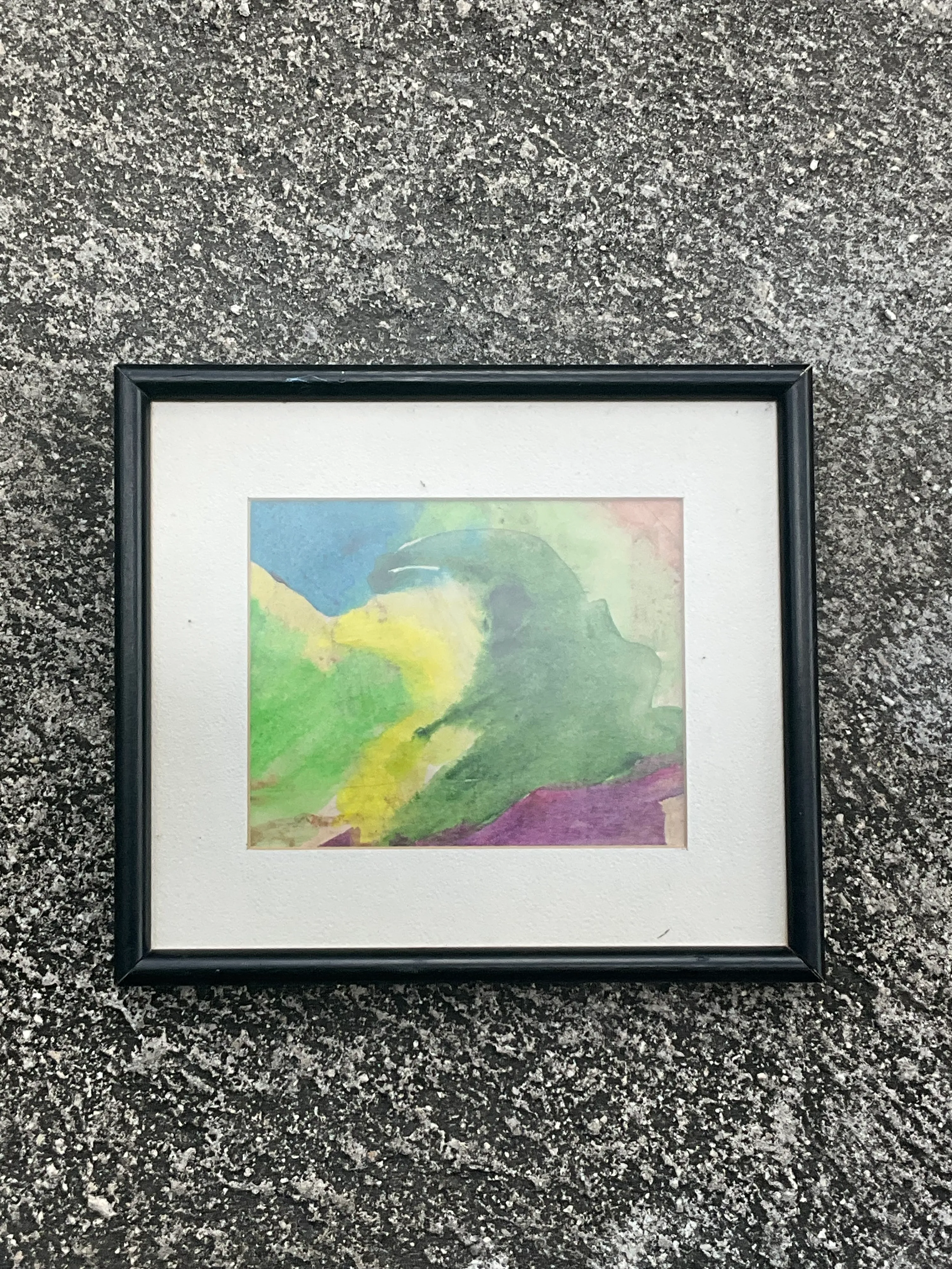 Vintage Boho Original Watercolor on Paper - Wood, 8.25W x 7.25H