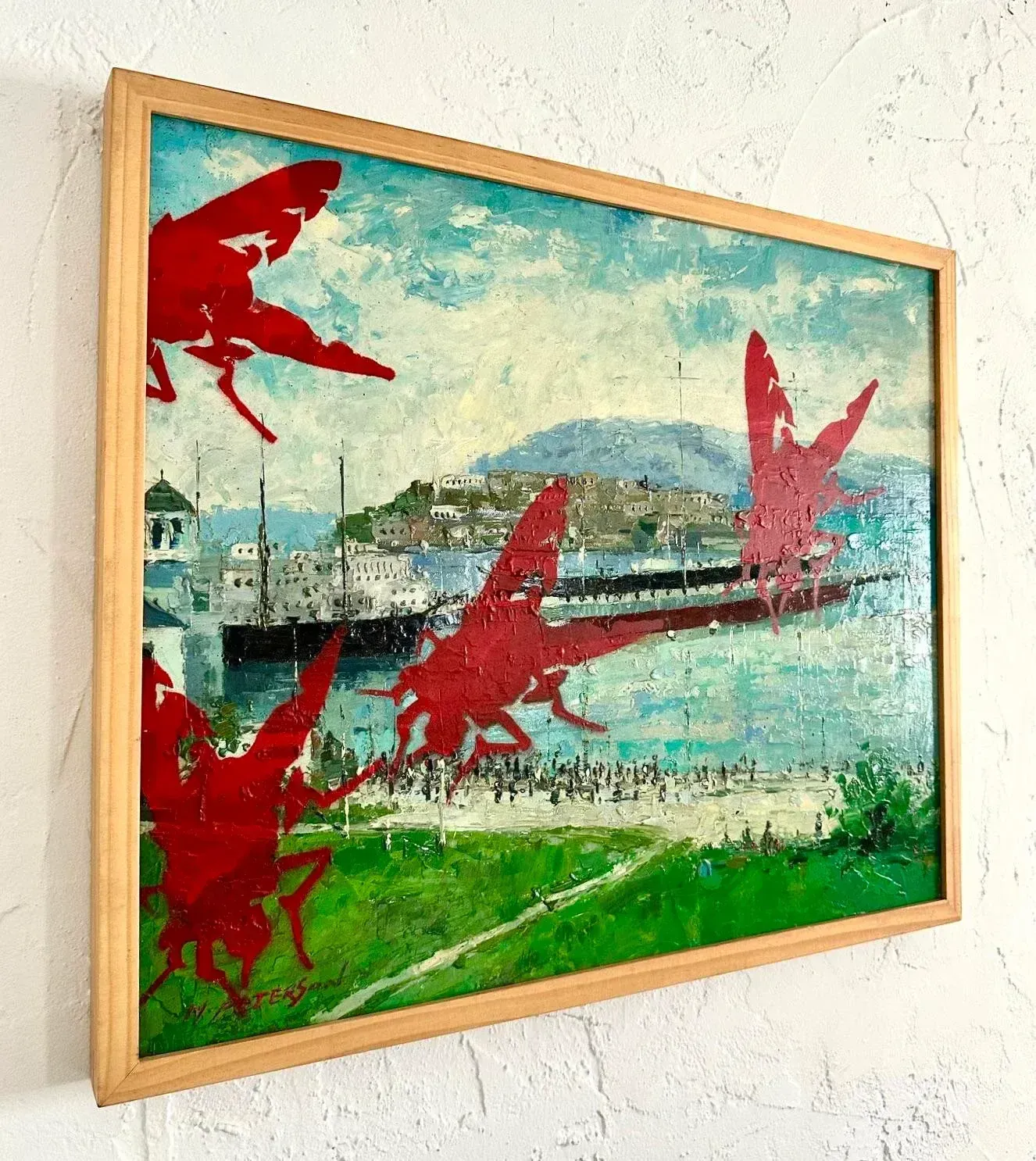 Vintage Boho Outsider Art Reclaimed Oil on Canvas