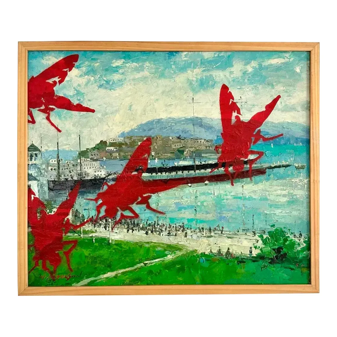 Vintage Boho Outsider Art Reclaimed Oil on Canvas — additional photo 2