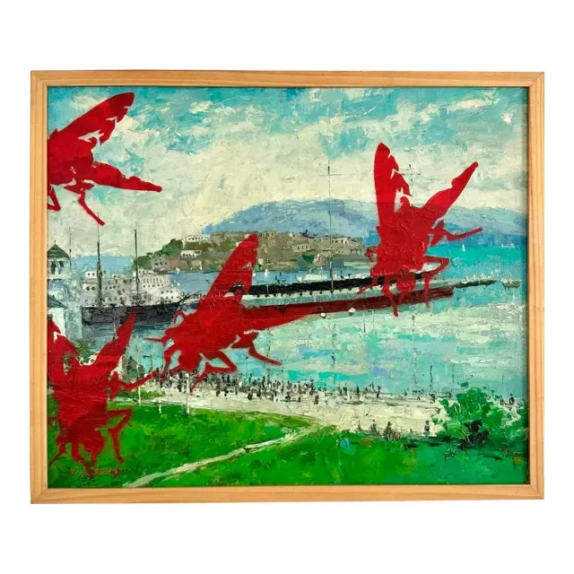 Vintage Boho Outsider Art Reclaimed Oil on Canvas — additional photo 2