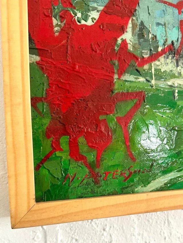 Vintage Boho Outsider Art Reclaimed Oil on Canvas — additional photo 4