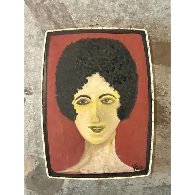 Vintage Boho Outsider Portrait on Resin Lid — additional photo 2