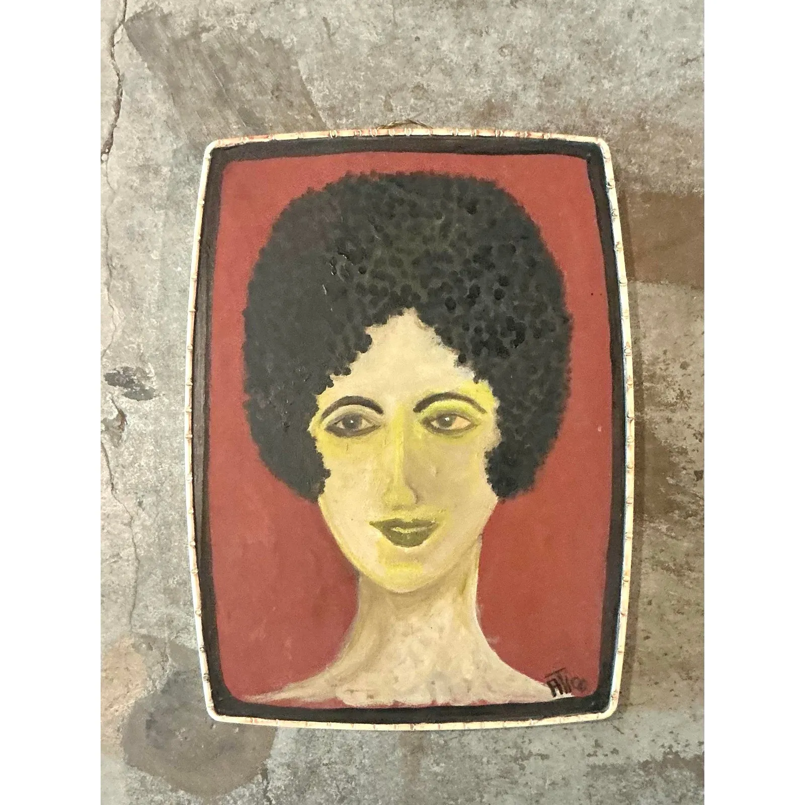 Vintage Boho Outsider Portrait on Resin Lid — additional photo 4