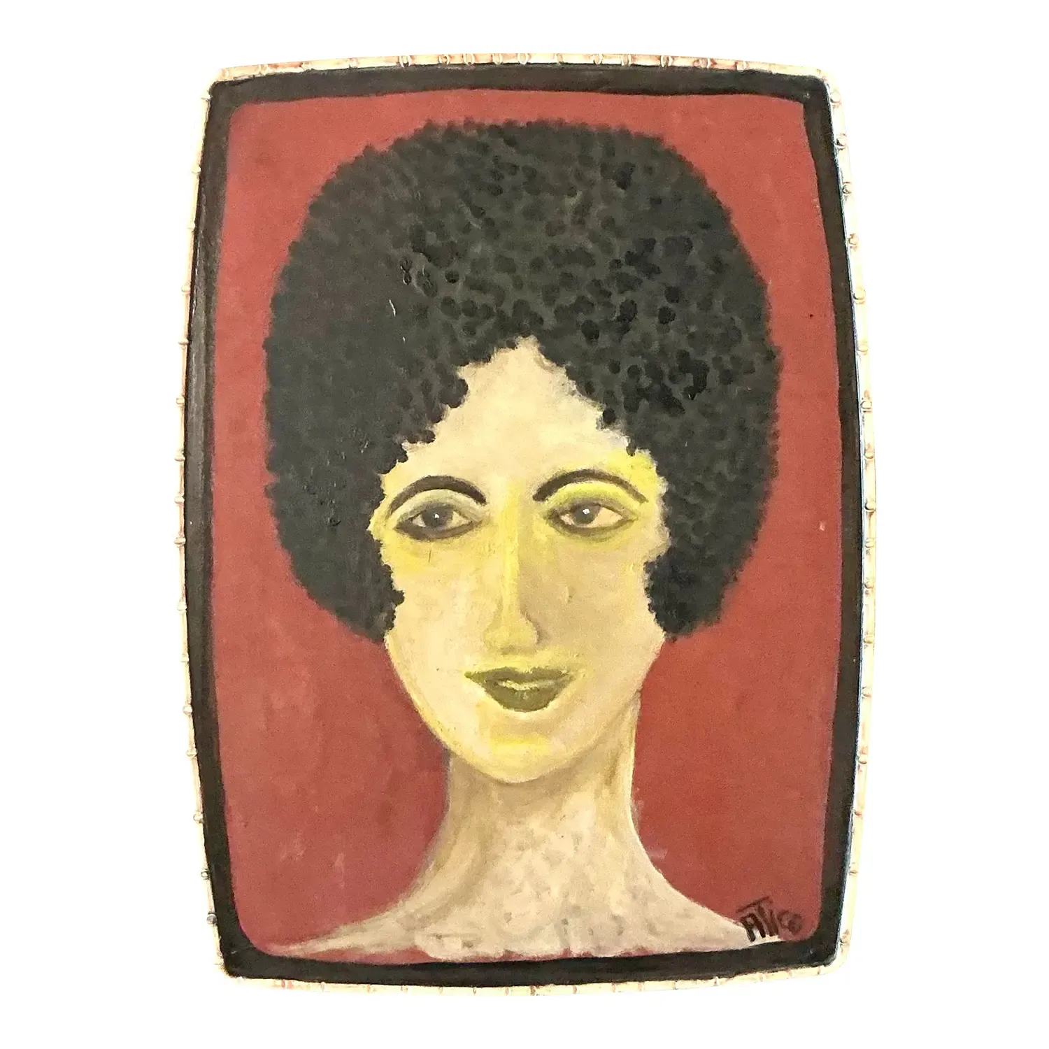 Vintage Boho Outsider Portrait on Resin Lid — additional photo 8
