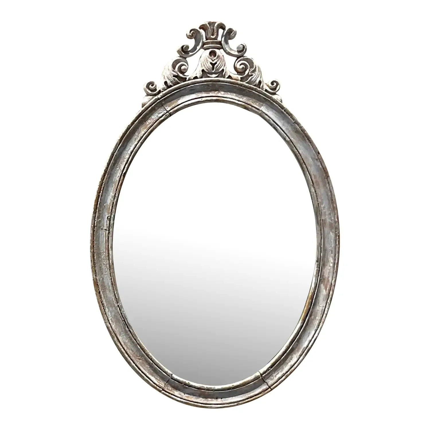 Vintage Boho Oval Carved Wood Mirror — additional photo 1