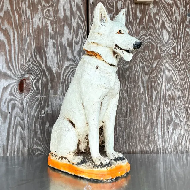 Vintage Boho Painted Ceramic Dog — additional photo 3