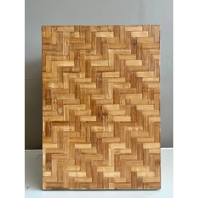 Vintage Boho Parquet Rattan Pedestal — additional photo 1