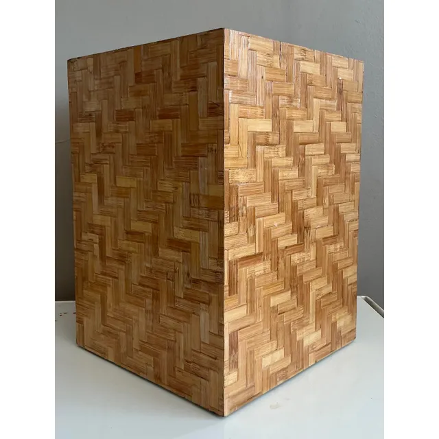 Vintage Boho Parquet Rattan Pedestal — additional photo 2