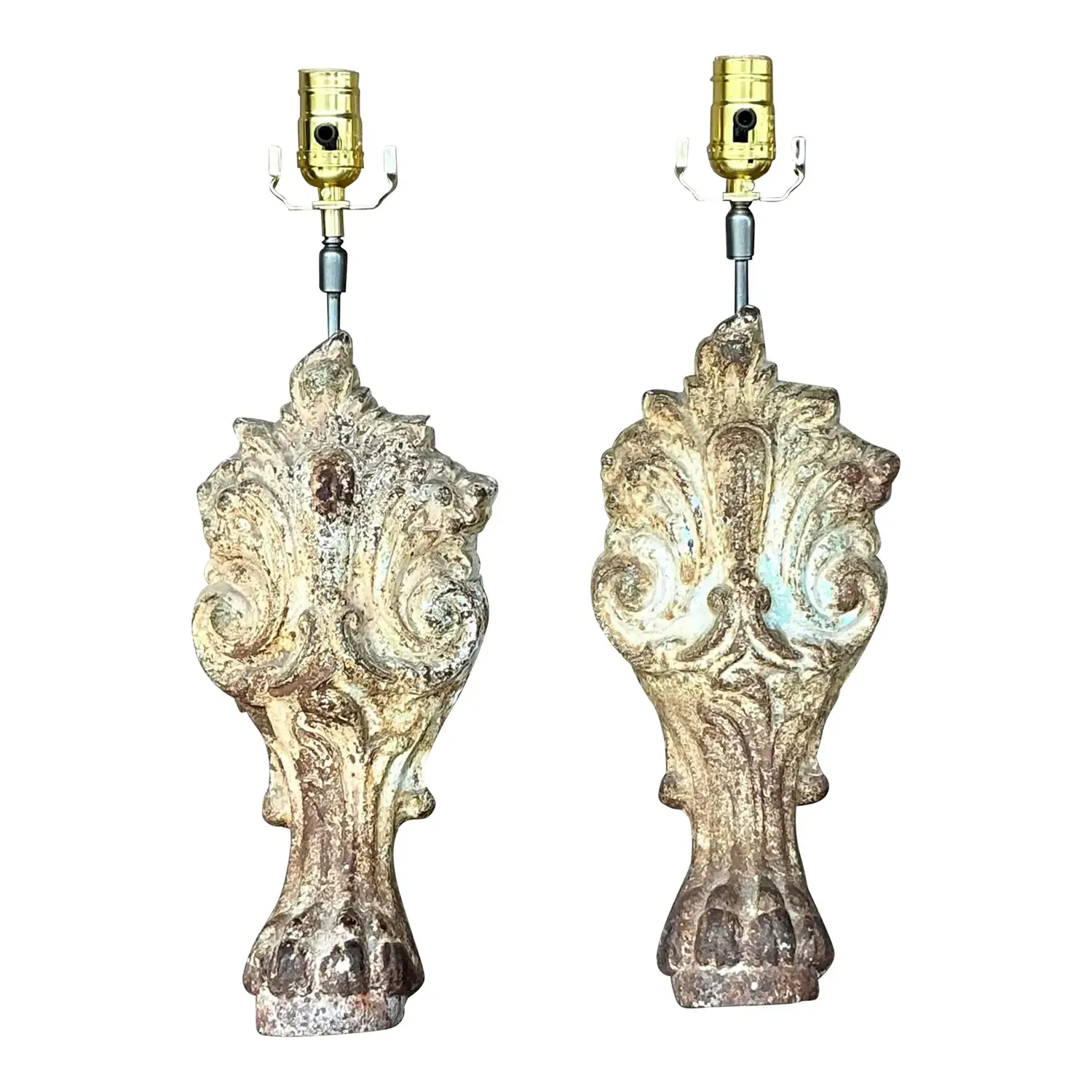 Vintage Boho Patinated Architectural Element Lamps - a Pair — additional photo 1
