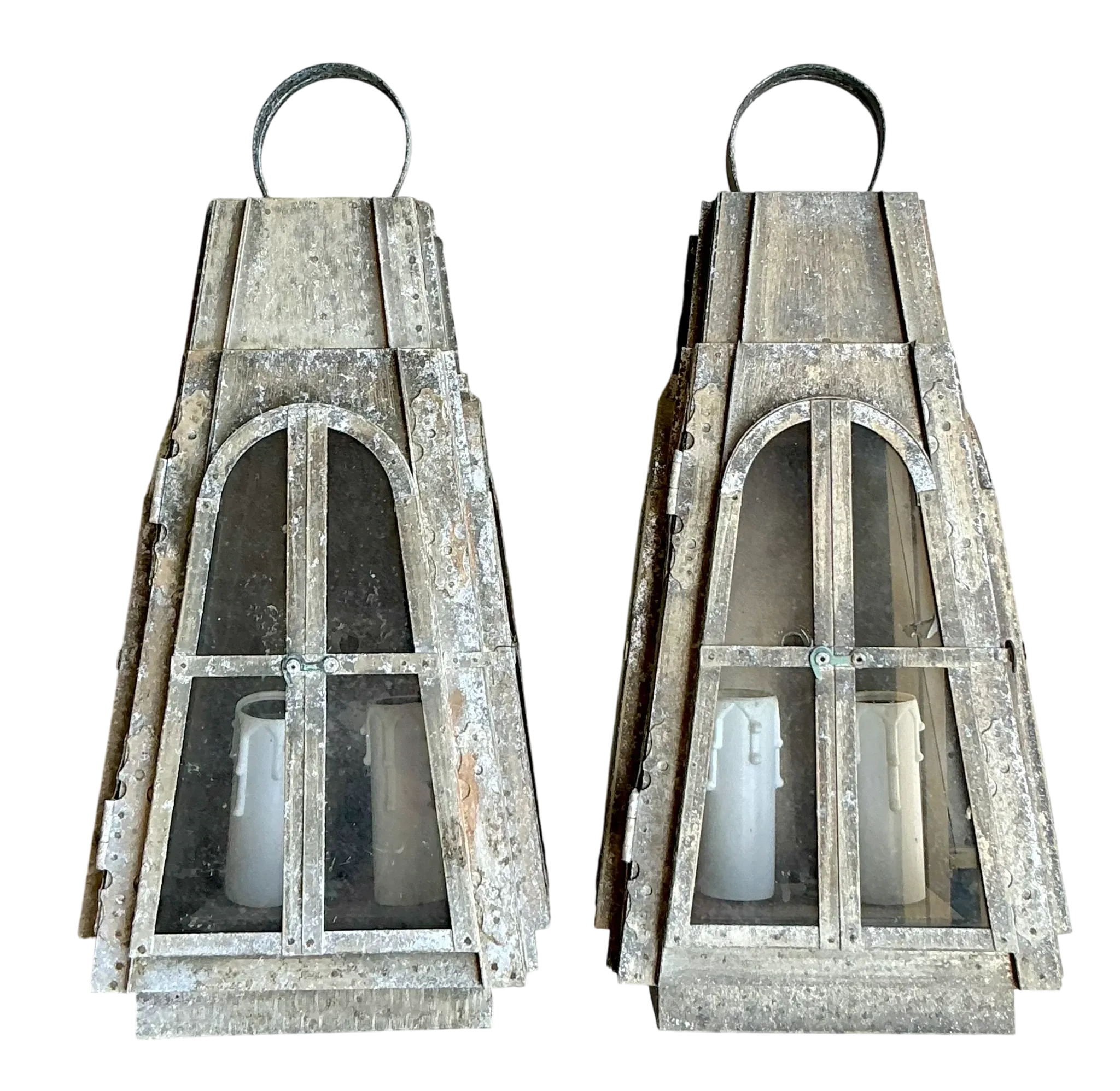 Vintage Boho Patinated Arts and Crafts Exterior Light Sconce