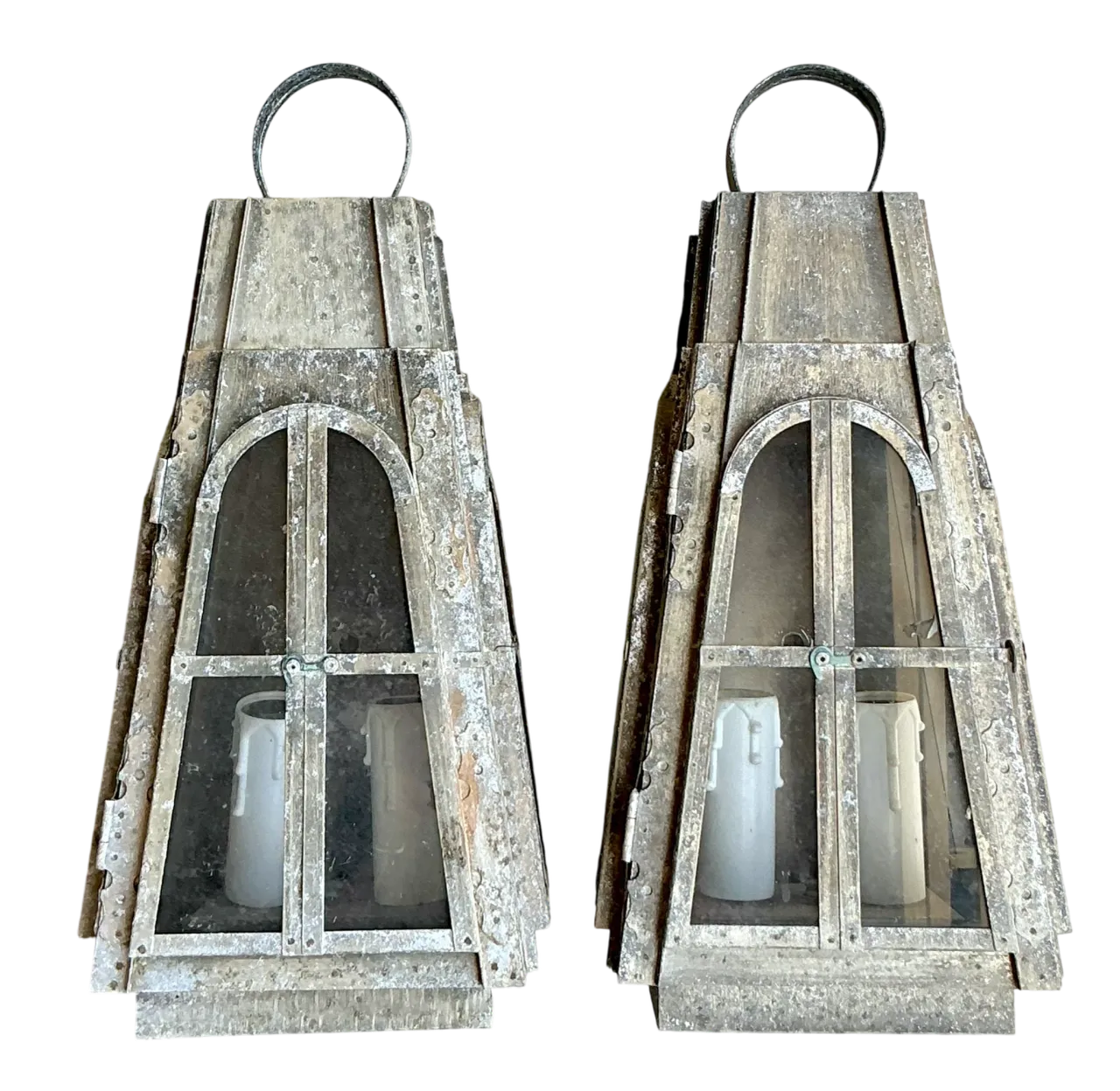 Vintage Boho Patinated Arts and Crafts Exterior Light Sconce