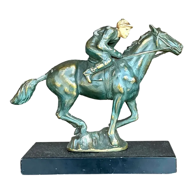 Vintage Boho Patinated Brass Horse and Rider — additional photo 3