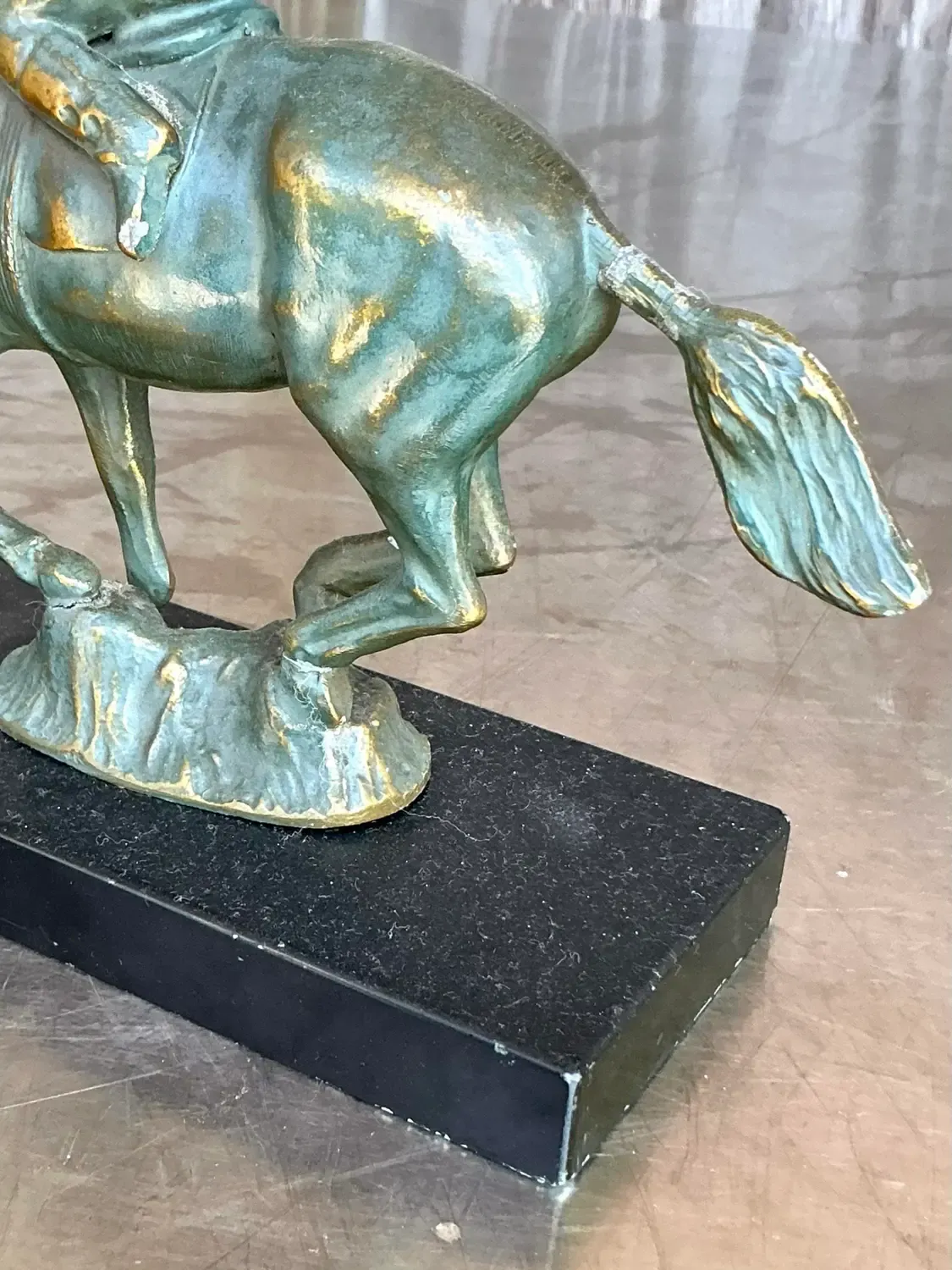 Vintage Boho Patinated Brass Horse and Rider — additional photo 6