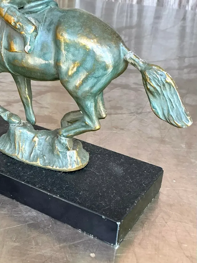 Vintage Boho Patinated Brass Horse and Rider — additional photo 6