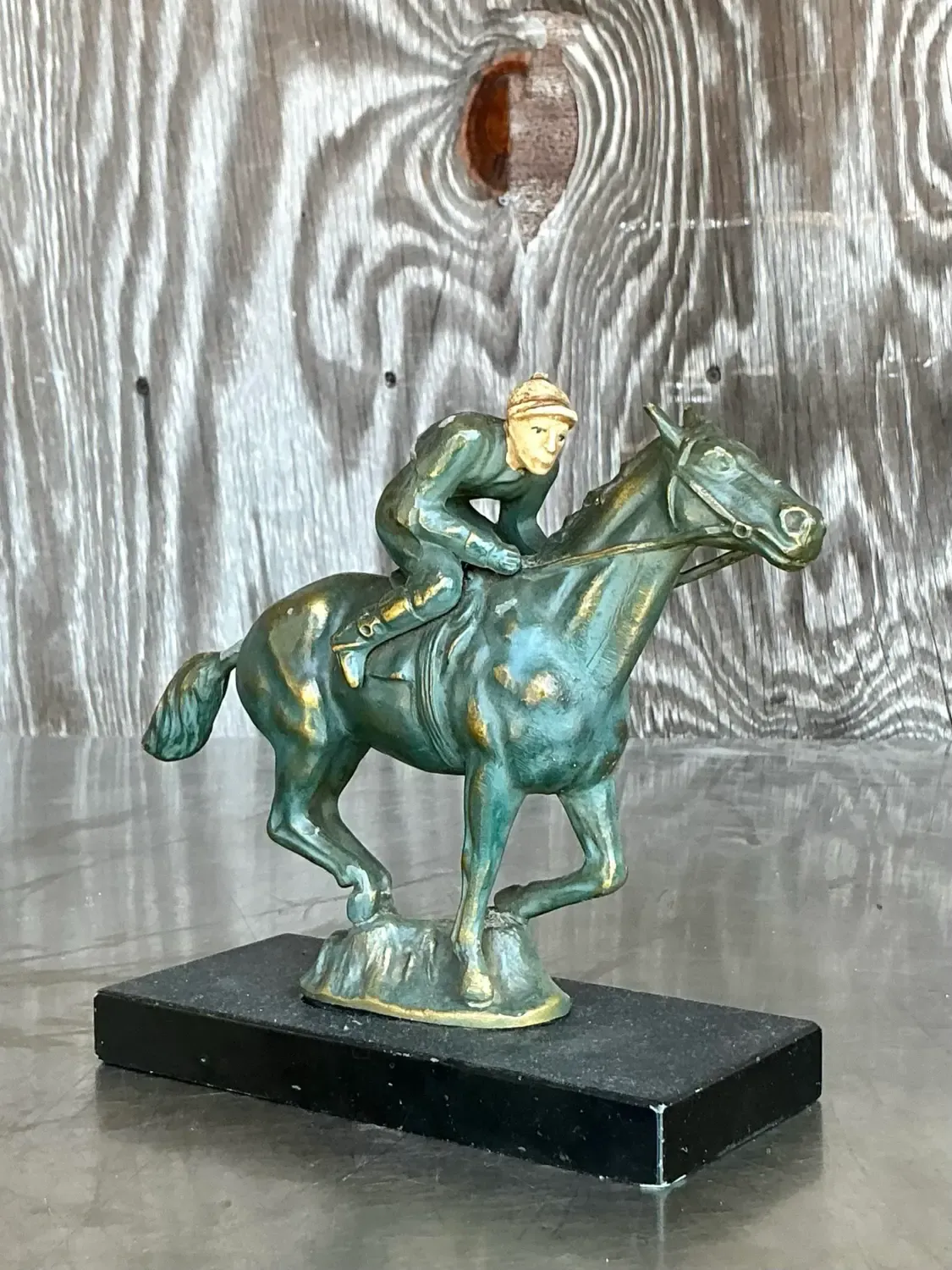 Vintage Boho Patinated Brass Horse and Rider — additional photo 7