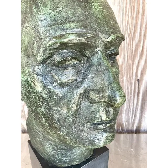 Vintage Boho Patinated Bronze Bust of Man — additional photo 6