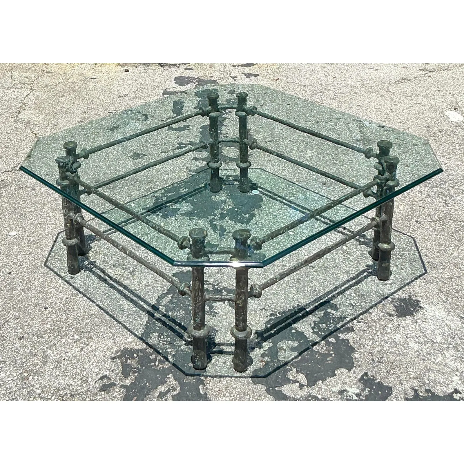 Vintage Boho Patinated Bronze Coffee Table After Giacometti — additional photo 3