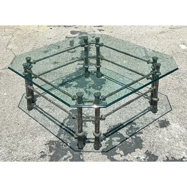 Vintage Boho Patinated Bronze Coffee Table After Giacometti — additional photo 3