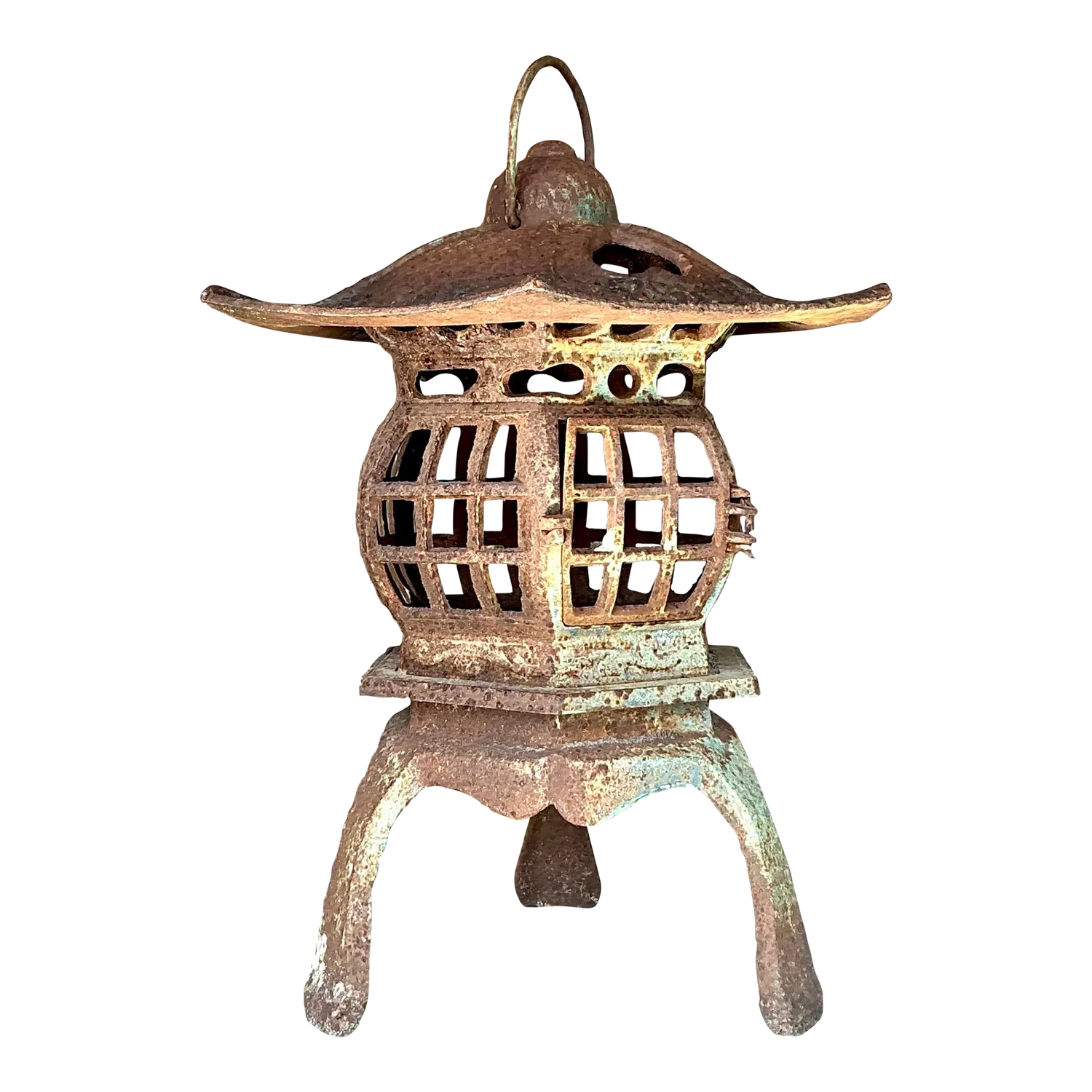 Vintage Boho Patinated Cast Iron Pagoda Lantern — additional photo 2