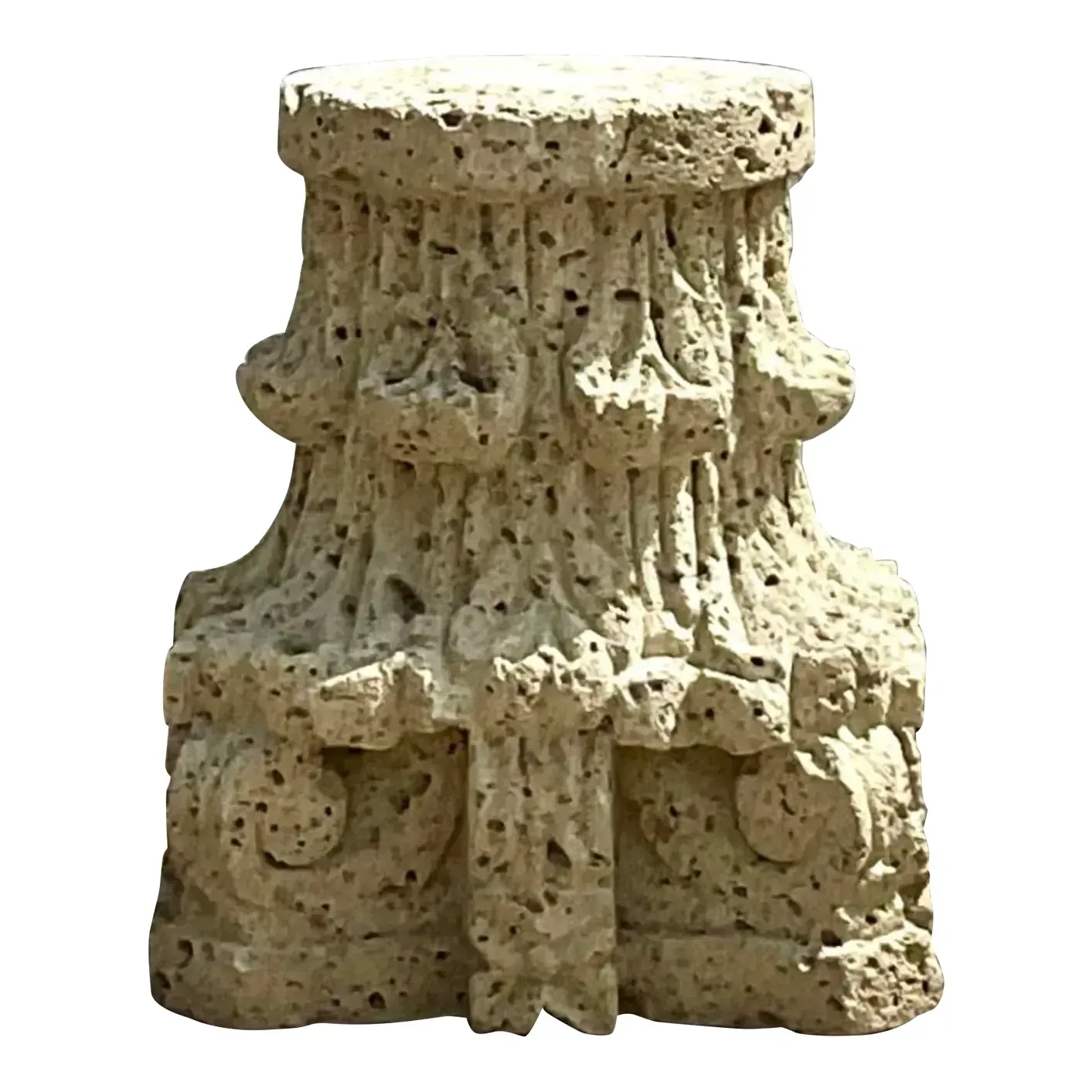 Vintage Boho Patinated Cast Stone Architectural Element Column — additional photo 1