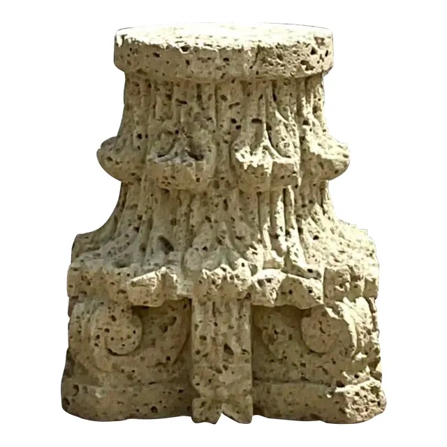 Vintage Boho Patinated Cast Stone Architectural Element Column — additional photo 1