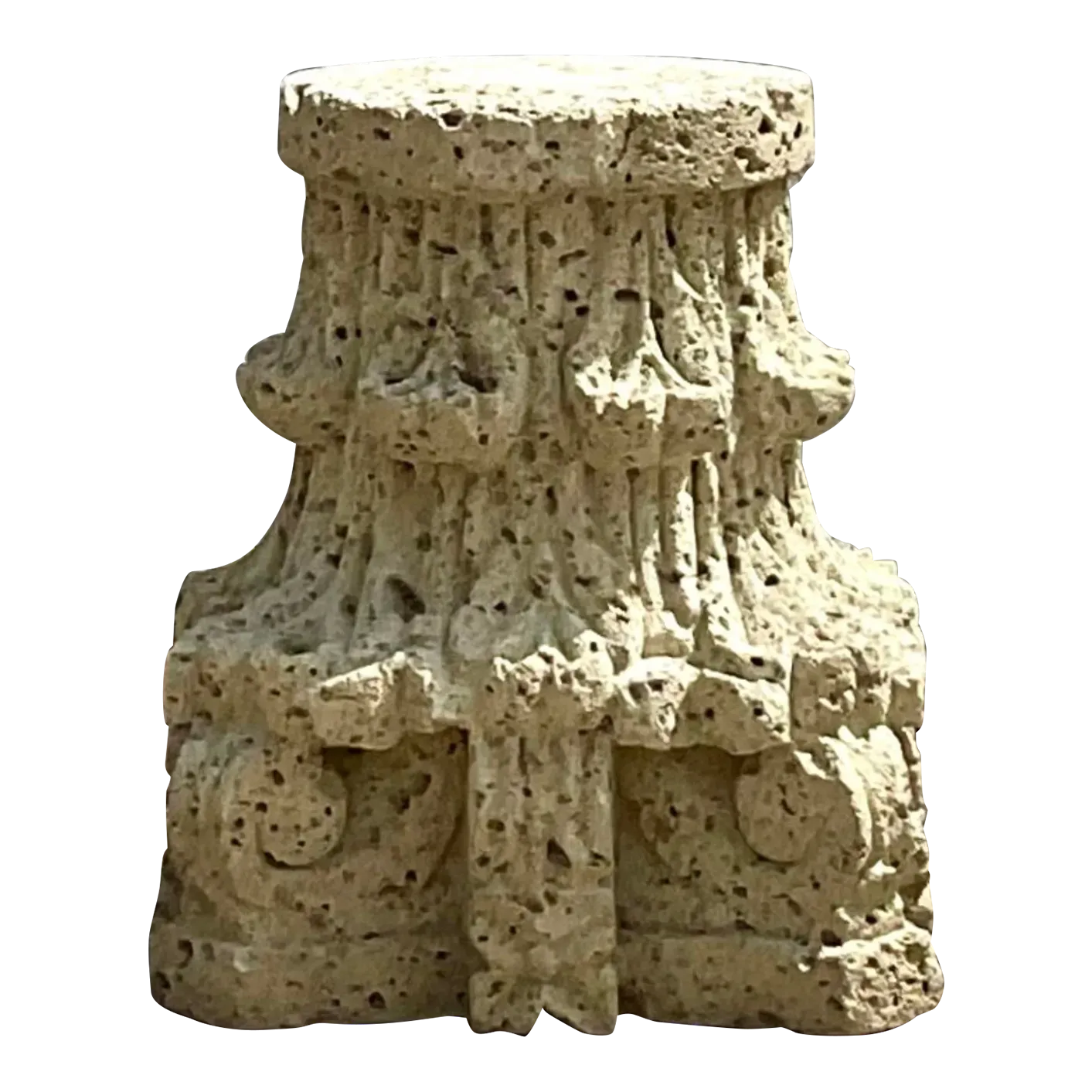 Vintage Boho Patinated Cast Stone Architectural Element Column — additional photo 2