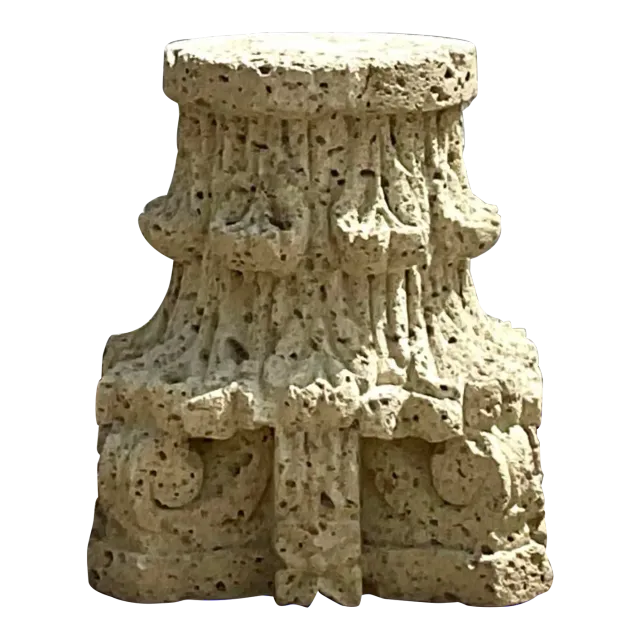 Vintage Boho Patinated Cast Stone Architectural Element Column — additional photo 2