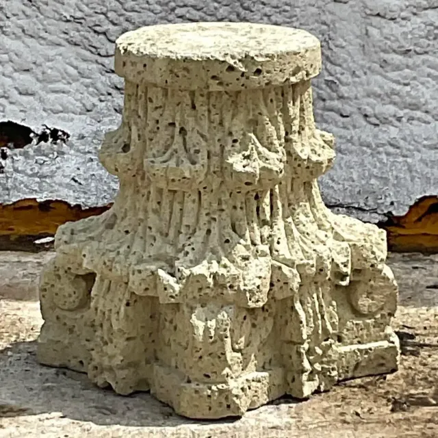 Vintage Boho Patinated Cast Stone Architectural Element Column — additional photo 6