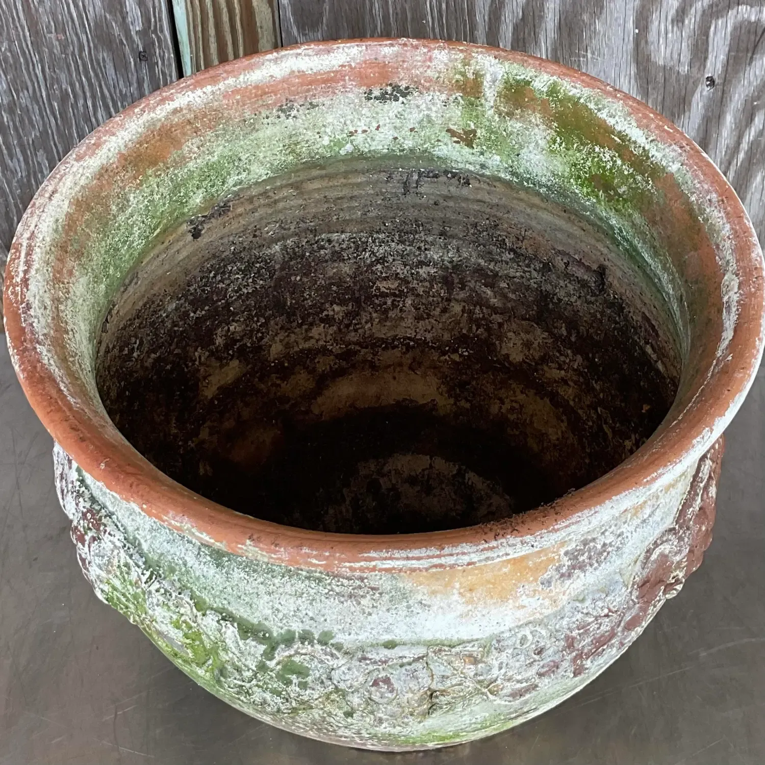 Vintage Boho Patinated Floral Band Terra Cotta Planter — additional photo 5