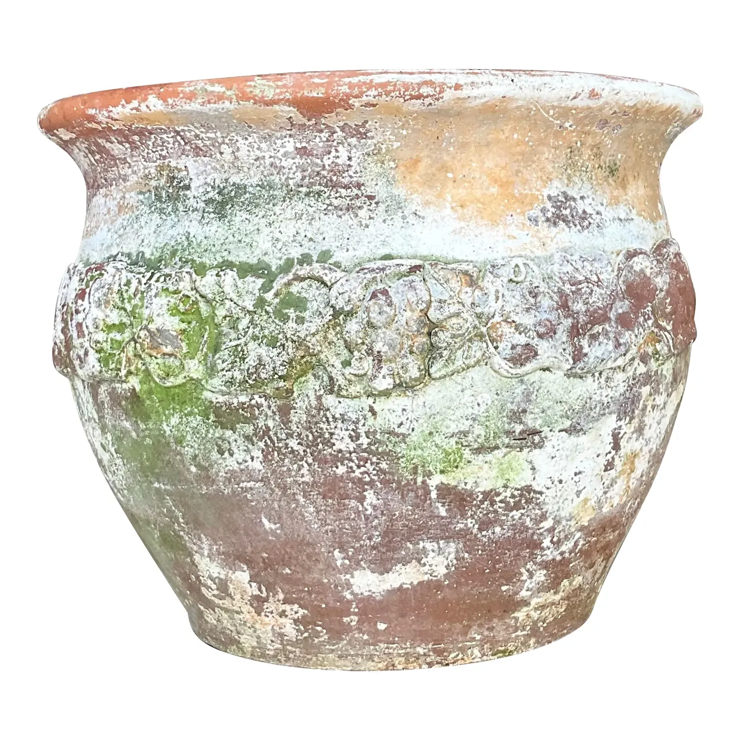 Vintage Boho Patinated Floral Band Terra Cotta Planter — additional photo 8
