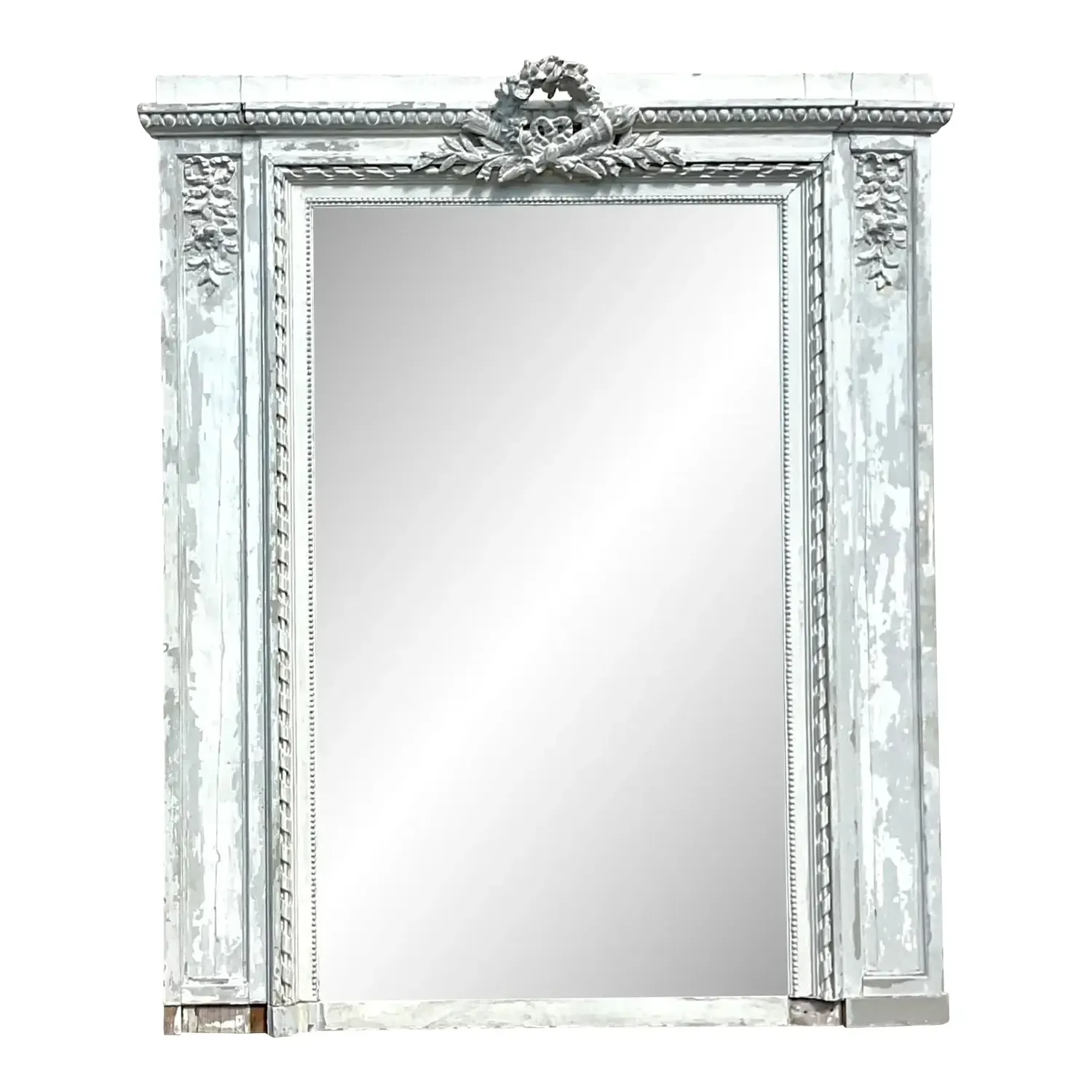 Vintage Boho Patinated Hand Carved Mirror — additional photo 1