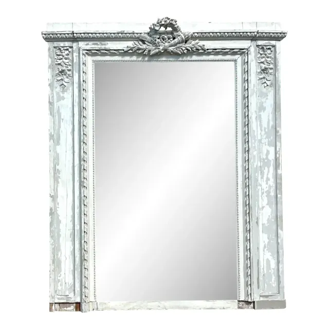 Vintage Boho Patinated Hand Carved Mirror — additional photo 1
