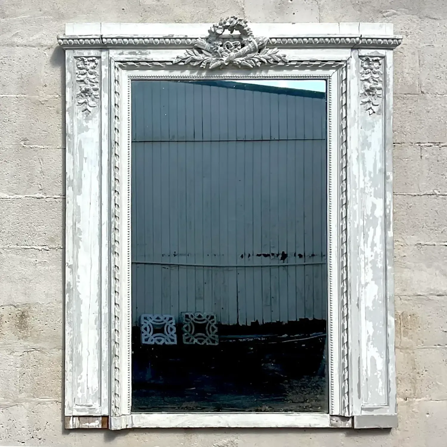 Vintage Boho Patinated Hand Carved Mirror — additional photo 2