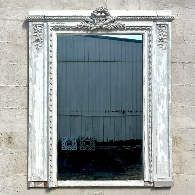 Vintage Boho Patinated Hand Carved Mirror — additional photo 2