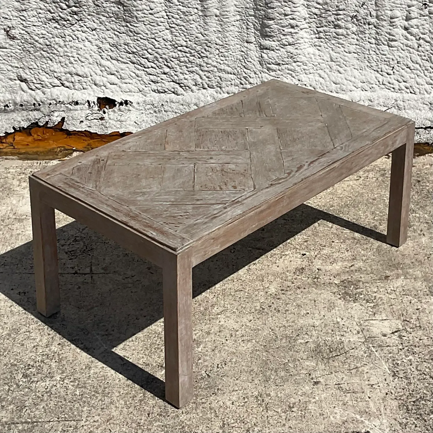 Vintage Boho Patinated Lattice Parsons Coffee Table — additional photo 6